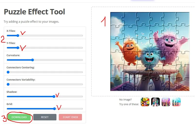 Puzzle Effect Tool – простий онлайн-інструмент для створення ефекту пазла
