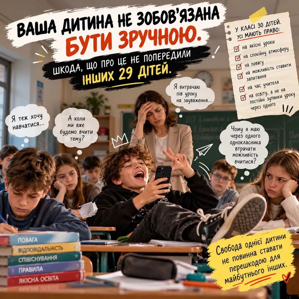 Моя дитина не зобов’язана бути зручною. Шкода, що про це не попередили інших 29 дітей.