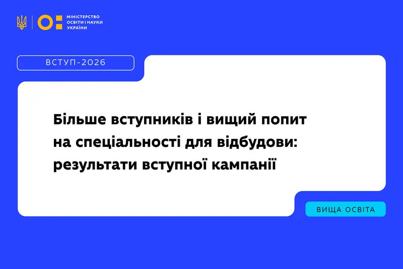 Більше вступників і вищий попит на спеціальності для відбудови: результати вступної кампанії-2026