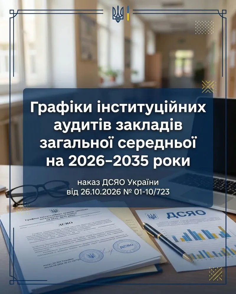 Оновлено графіки інституційних аудитів закладів загальної середньої освіти на 2026–2035 роки