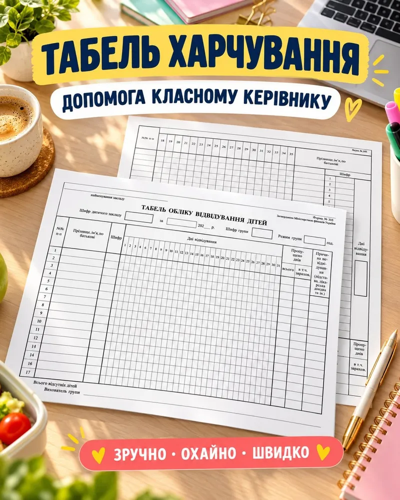 Допомога класному керівнику: табель харчування