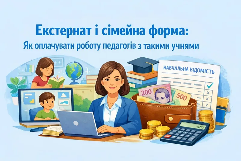 Оплата праці за роботу з екстернами, учнями на сімейній формі навчання та нарахування доплати за класне керівництво