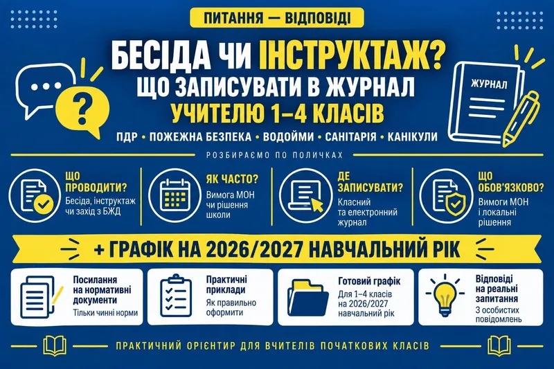 Бесіда чи інструктаж? Що записувати в журналі учителю 1-4 класів