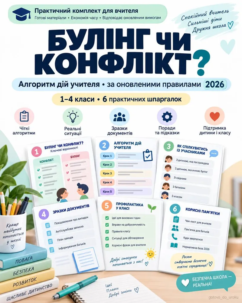 «Булінг чи конфлікт?» — 6 шпаргалок для вчителя 1–4 класів